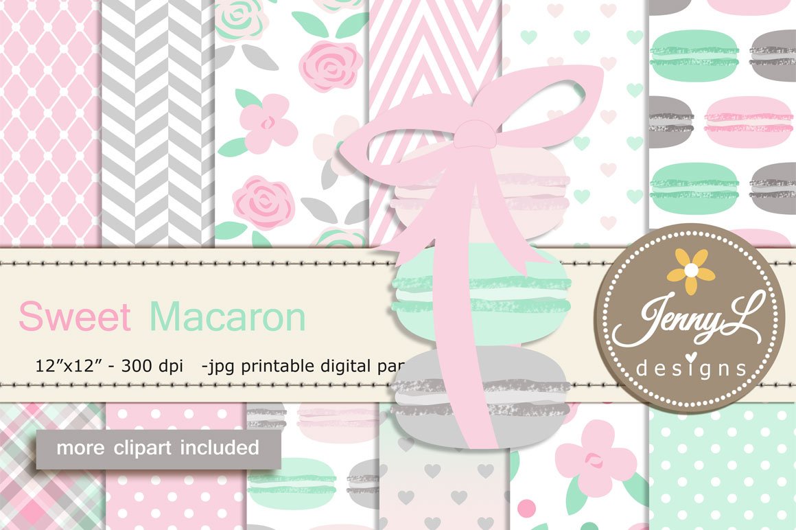 Macaron Digital Paper & Clipart cover image.
