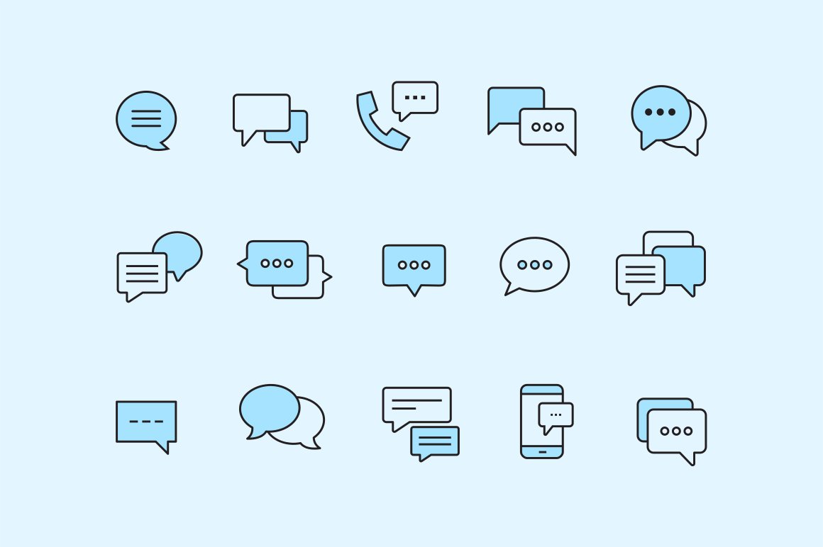 15 Chat Bubble Icons cover image.