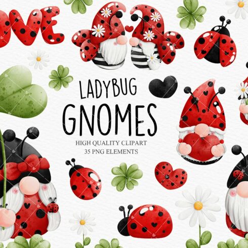 Gnome ladybug clipart cover image.
