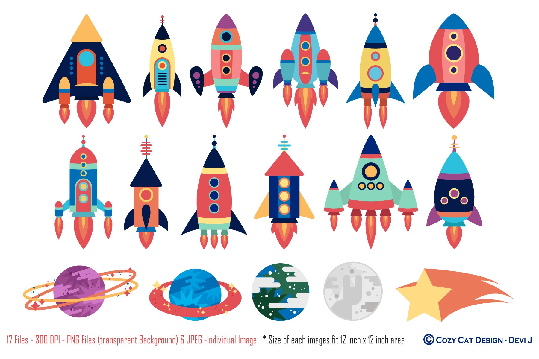 Rockets Digital Clip Art cover image.