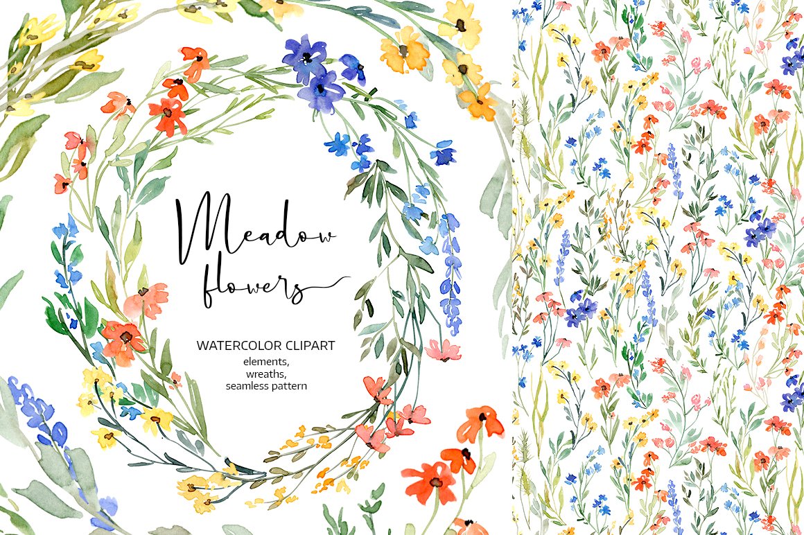 Watercolor Wild Flowers Meadow PNG cover image.