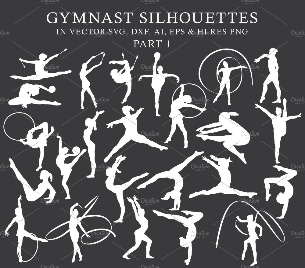 Gymnastic Silhouettes Vector Pack 1 preview image.