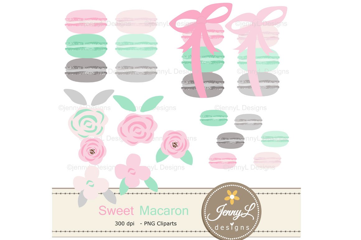 Macaron Digital Paper & Clipart preview image.