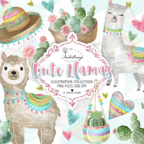 -50% Cute Llamas design cover image.