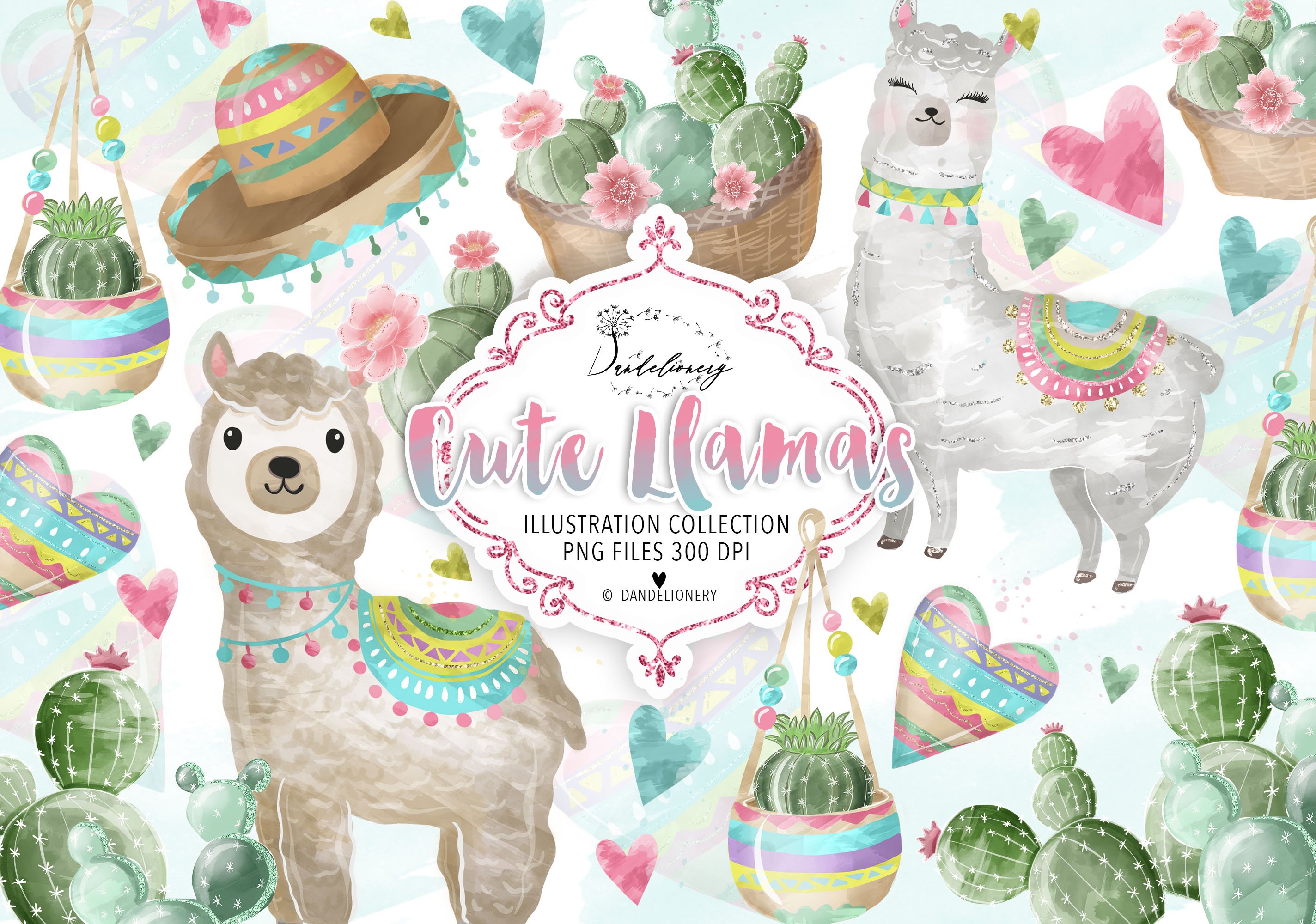 -50% Cute Llamas design cover image.