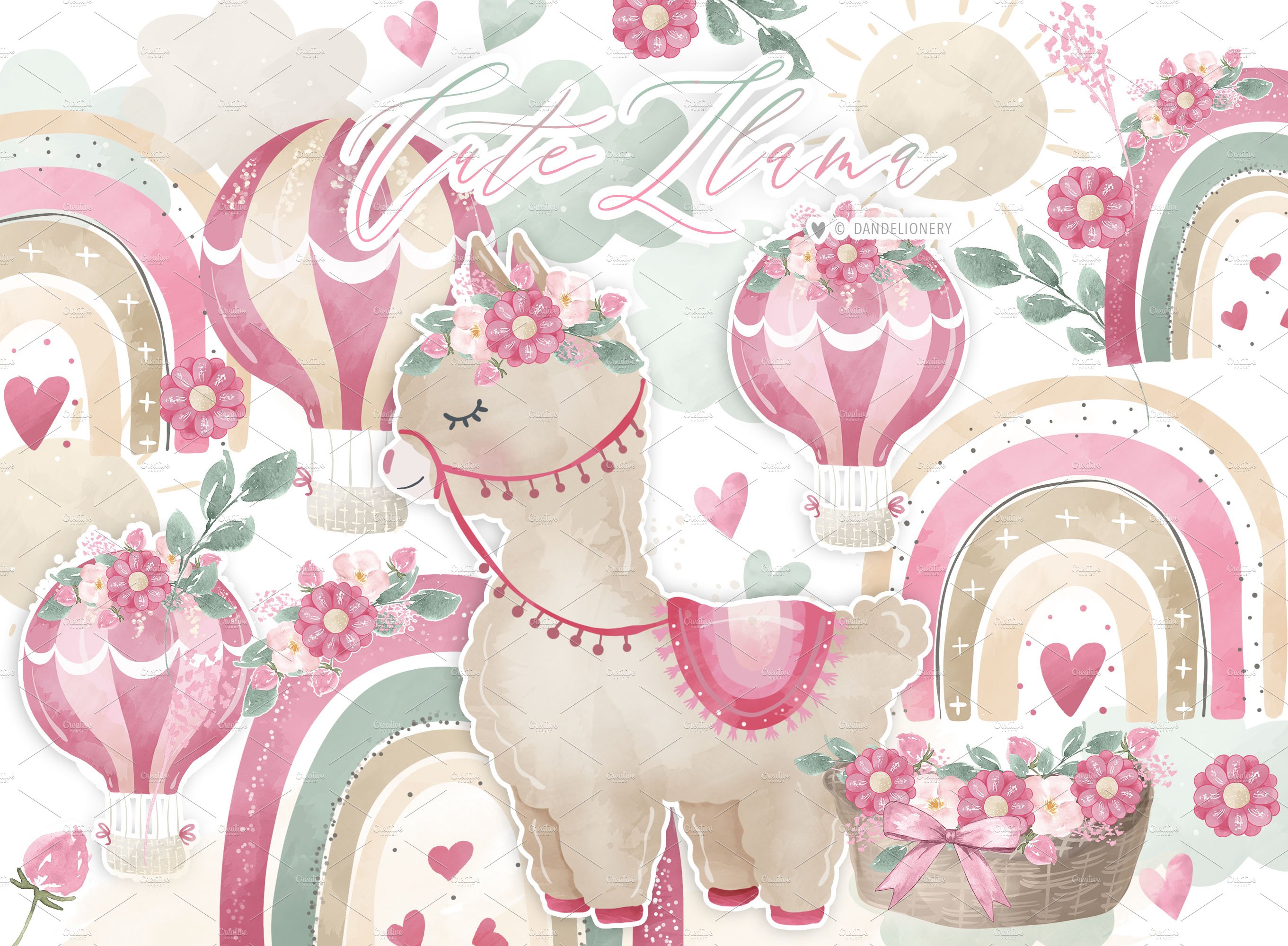Cute Lama floral design cover image.