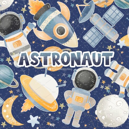 Watercolor Astronaut Space design cover image.