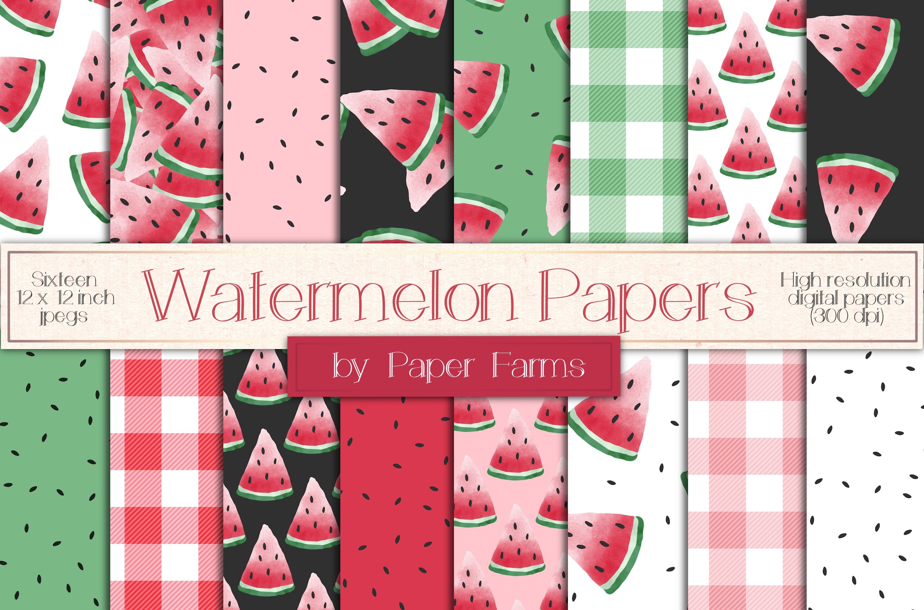 Watermelon digital paper cover image.