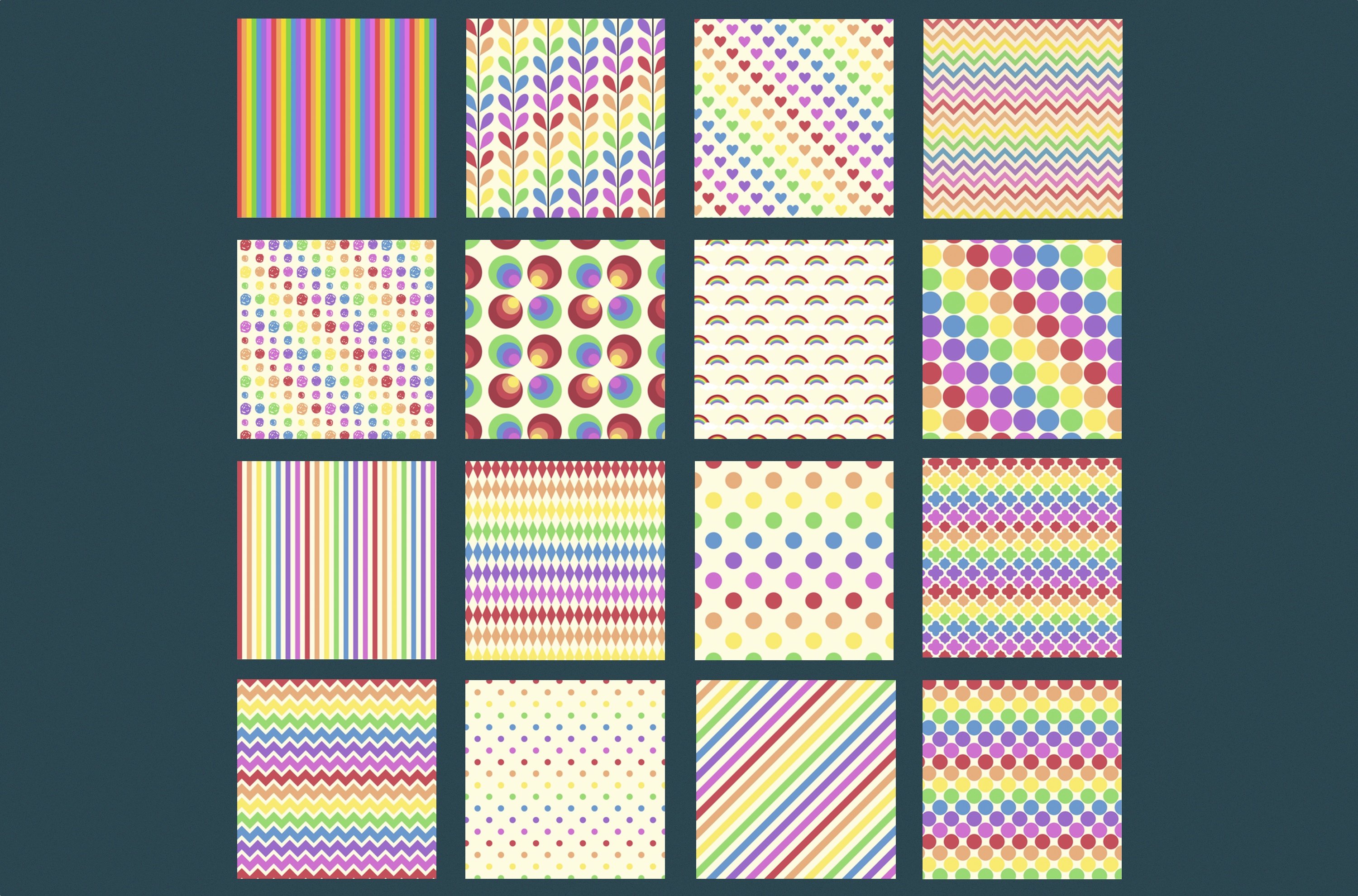 Retro rainbow patterns preview image.