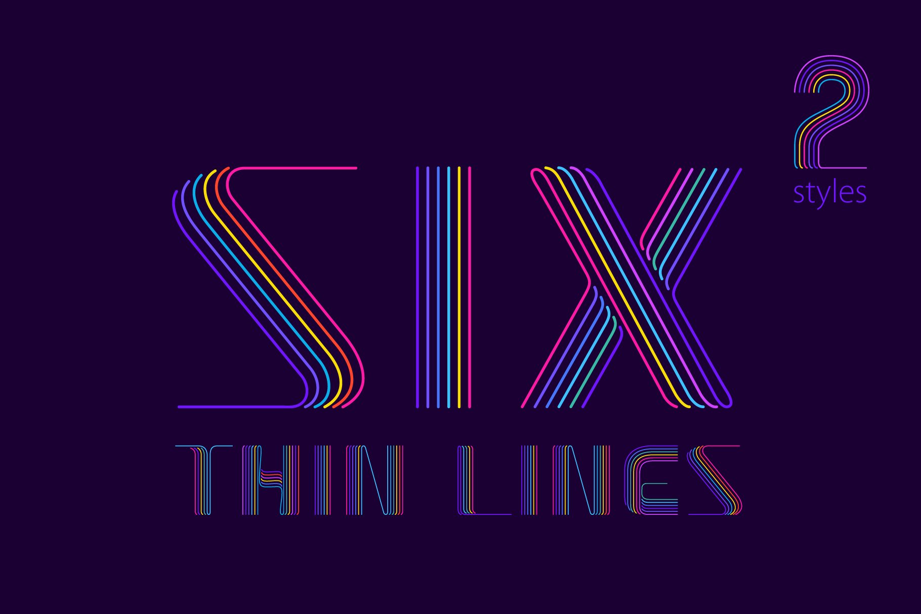Six Thin Lines Colored font cover image.