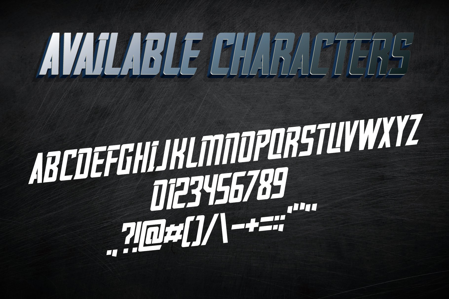 Avenger label typeface preview image.