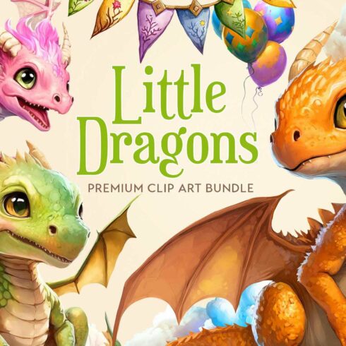 Cute Dragons Clipart cover image.