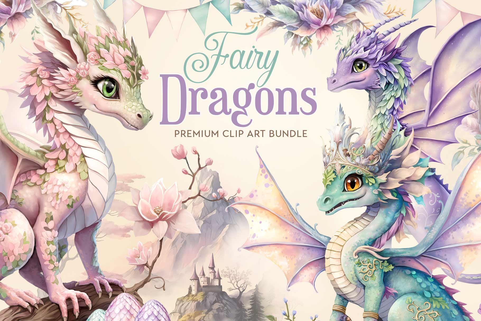 Fairy Dragons Clipart cover image.