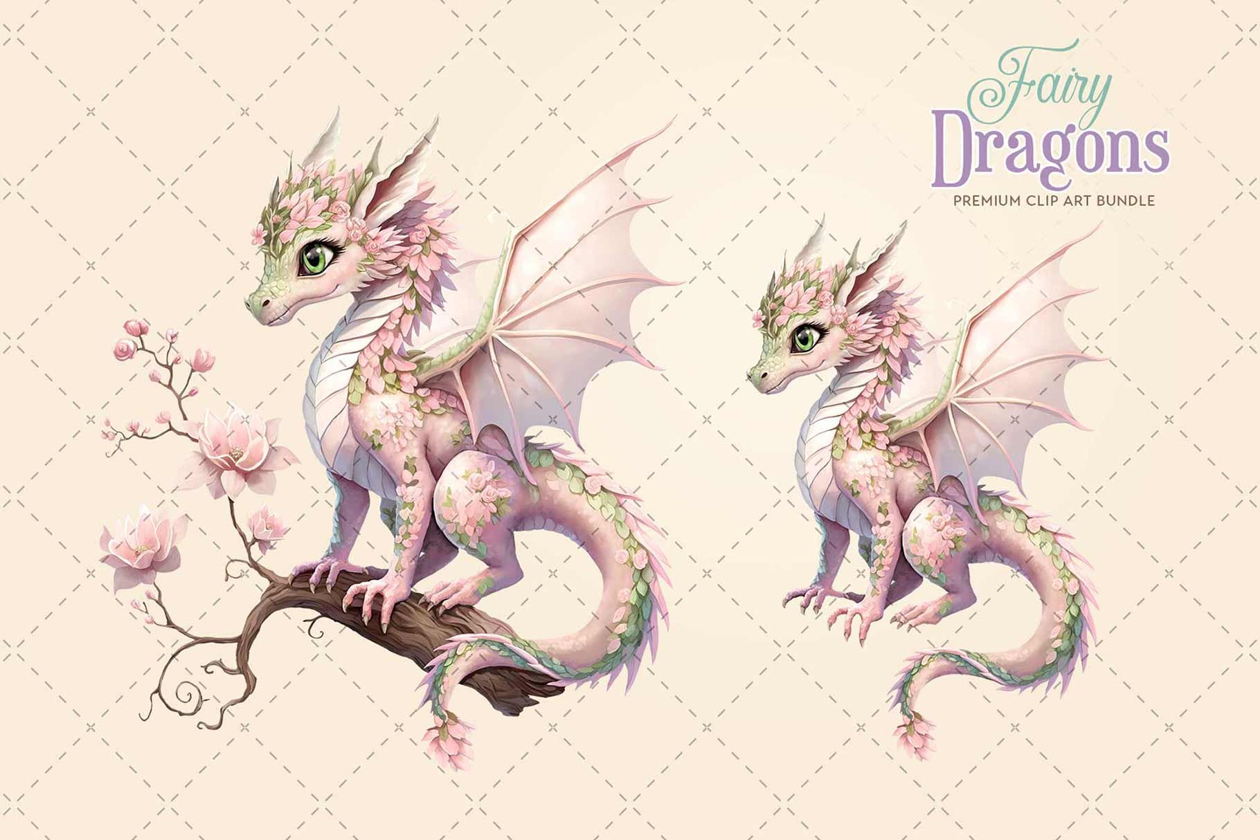 Fairy Dragons Clipart preview image.