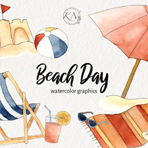 Watercolor Beach Day Graphics cover image.