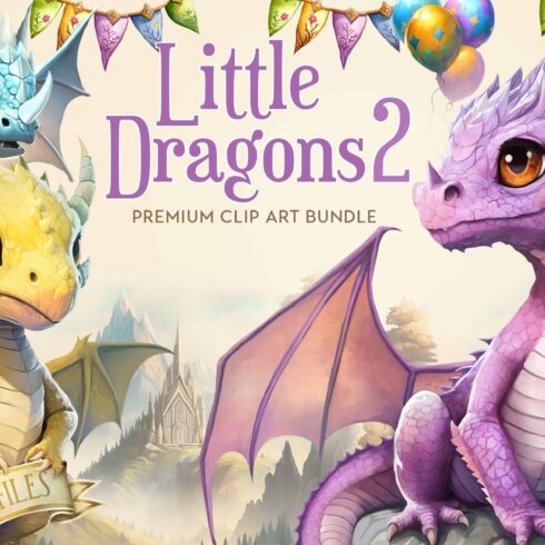 Cute Dragons Clipart 2 cover image.