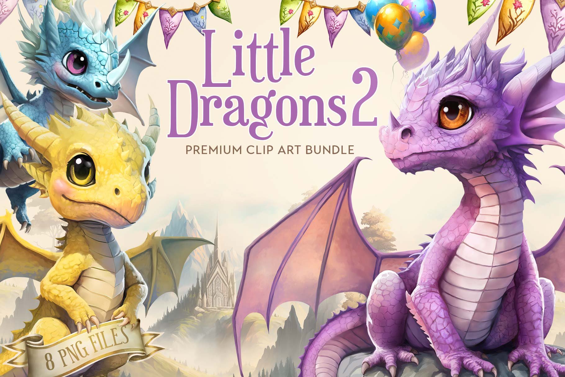 Cute Dragons Clipart 2 cover image.