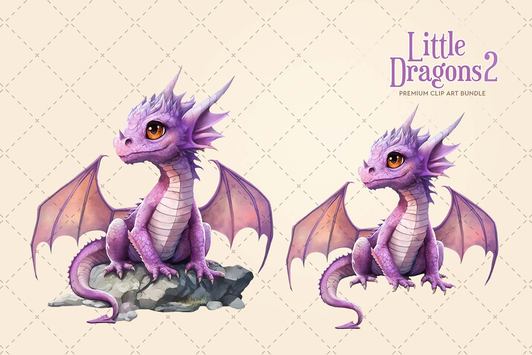 Cute Dragons Clipart 2 preview image.
