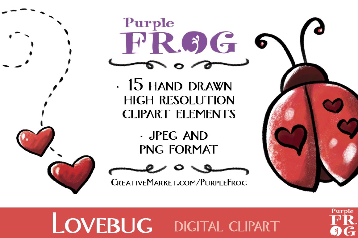 LOVEBUG - Digital Clipart preview image.