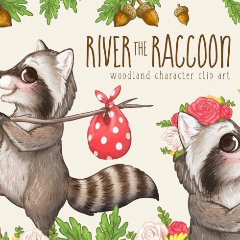 Woodland Raccoon Clipart cover image.