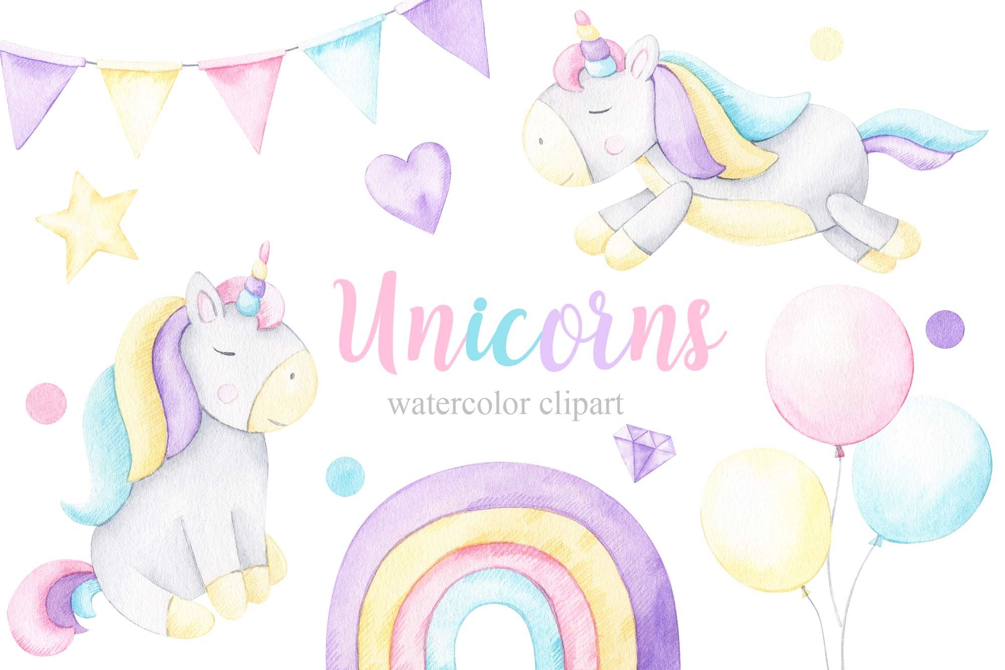 Unicorns - Watercolor Set cover image.
