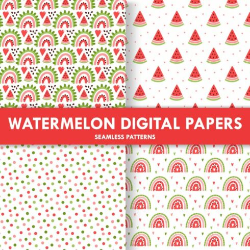 Watermelon Rainbow Seamless Patterns cover image.