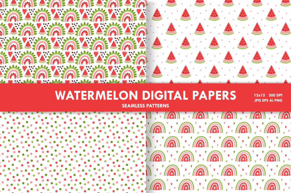 Watermelon Rainbow Seamless Patterns cover image.