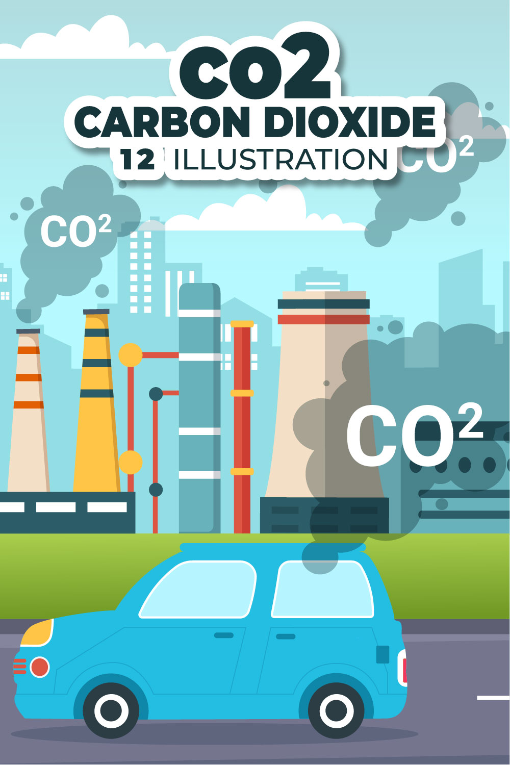 12 Carbon Dioxide or CO2 Illustration pinterest preview image.
