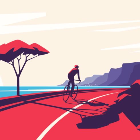 Vector illustration of a cyclist cover image.