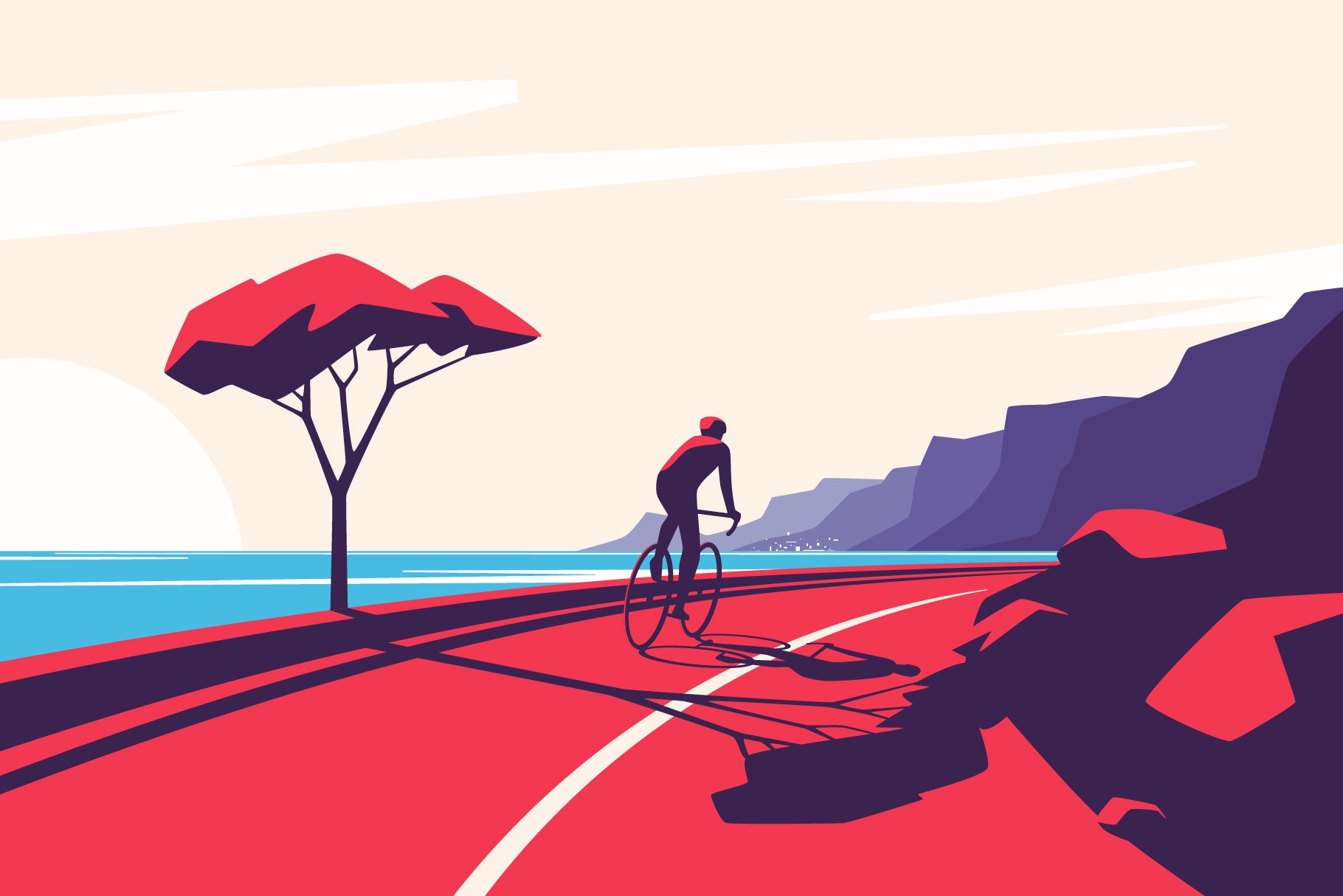 Vector illustration of a cyclist cover image.