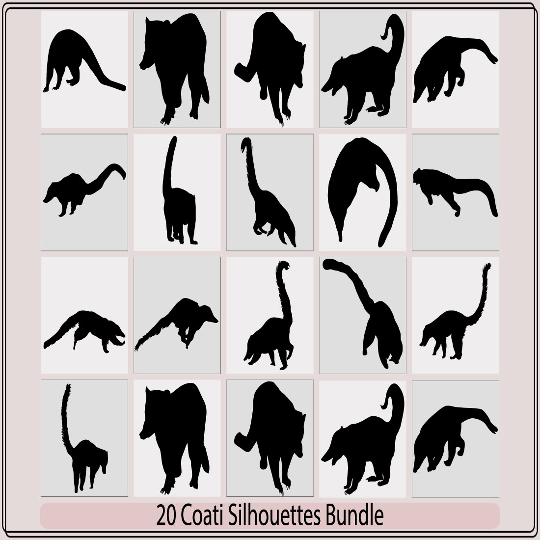 Coati Animal Logo Design tail,Silhouette of South American coati,Animals South America preview image.