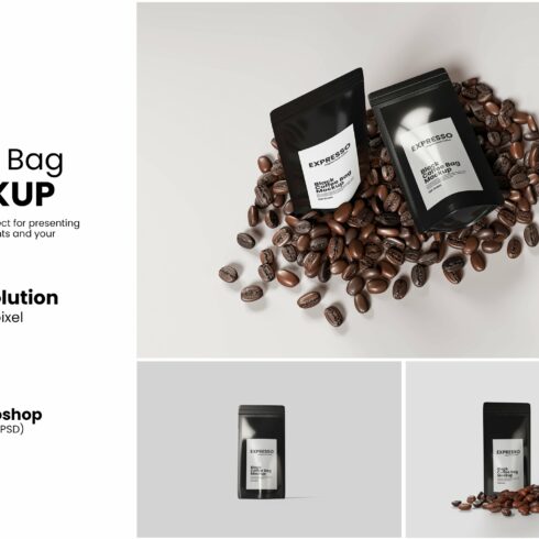 Black Coffee Bag Mockup cover image.
