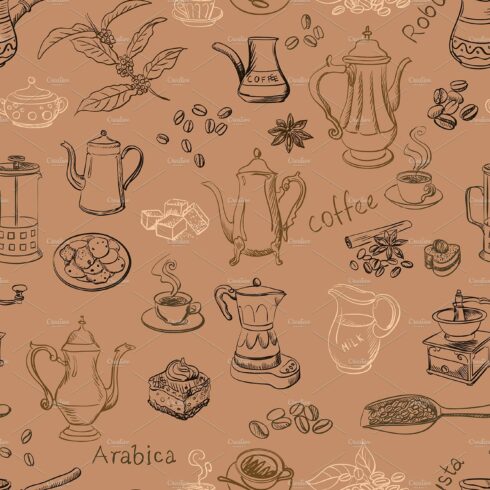 coffee seamless pattern cover image.