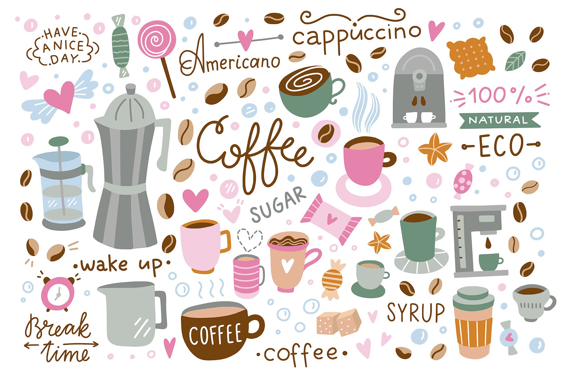 Coffee Illustrations & Patterns preview image.