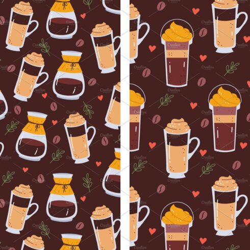Coffee cup drink seamless pattern cover image.