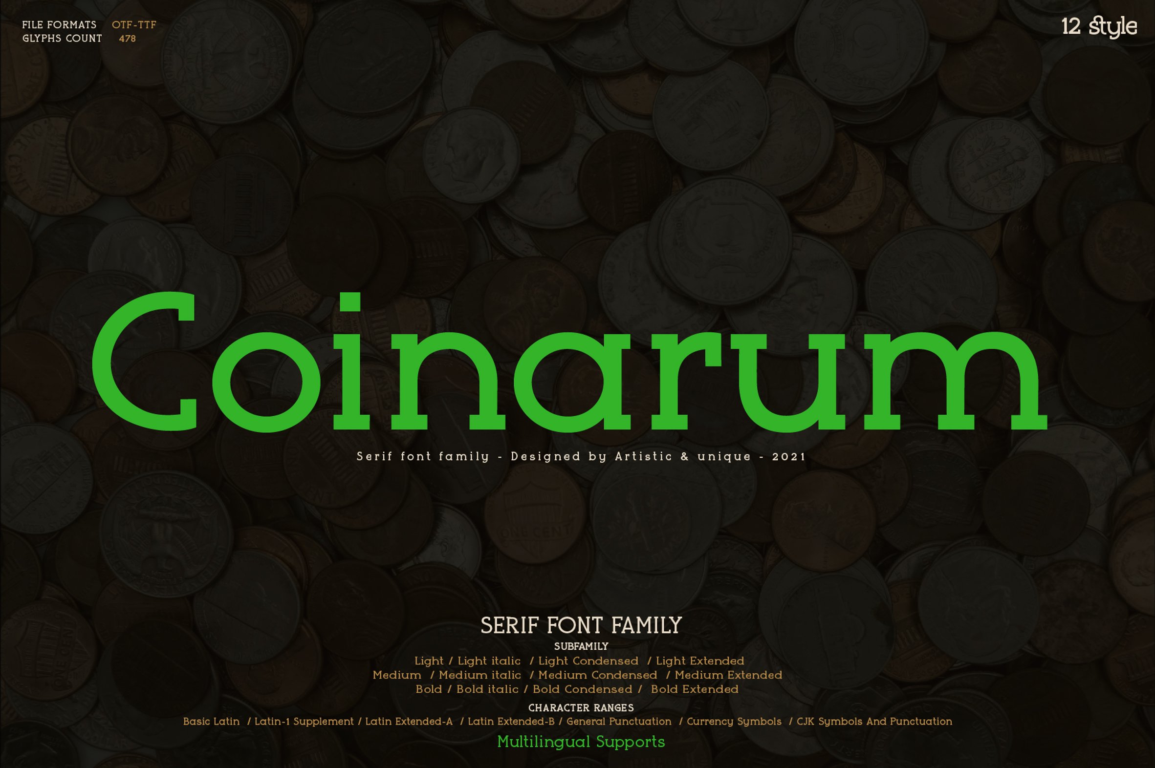 Coinarum - Serif font family cover image.