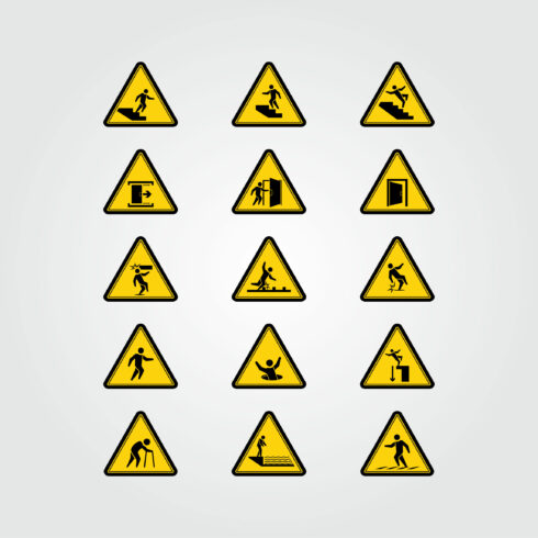 Collection caution and warning sign graphic design vector illustration only $11 cover image.