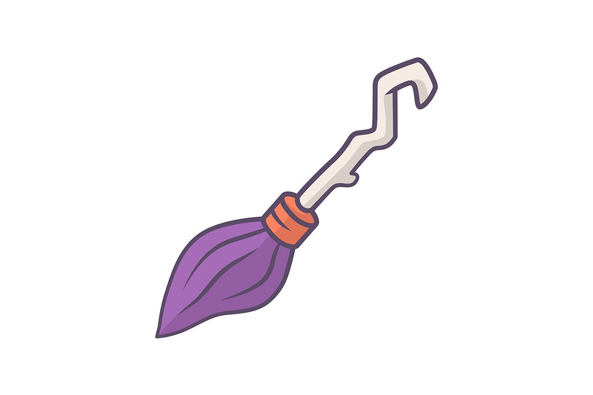 Witch broomstick purple color icon cover image.