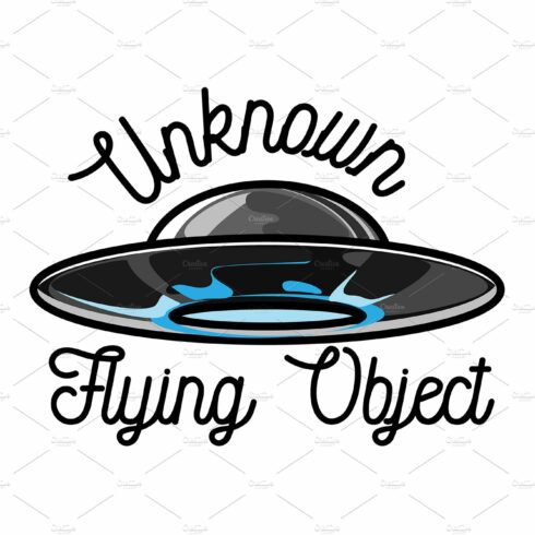Color vintage ufo emblem cover image.