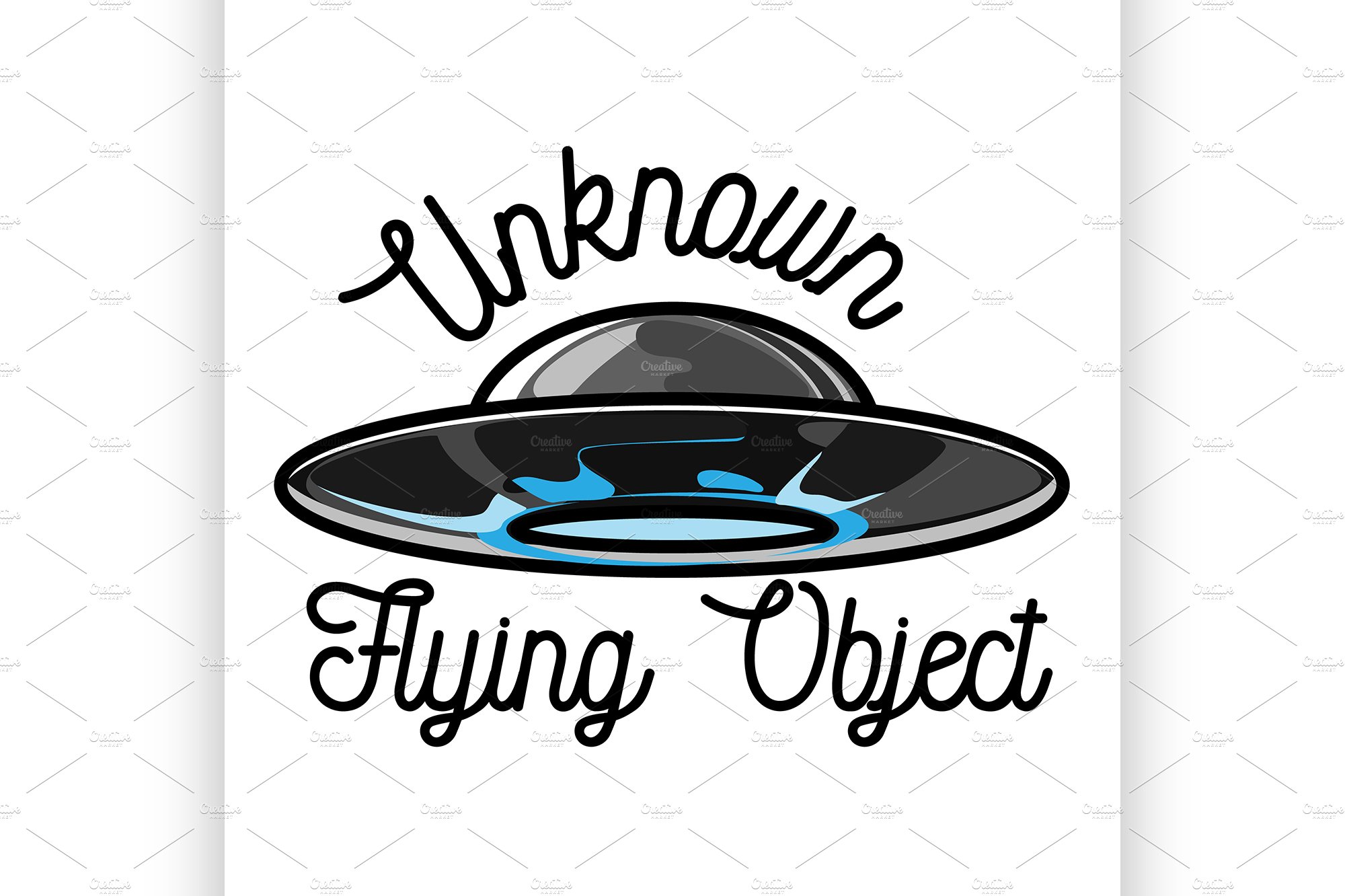 Color vintage ufo emblem cover image.