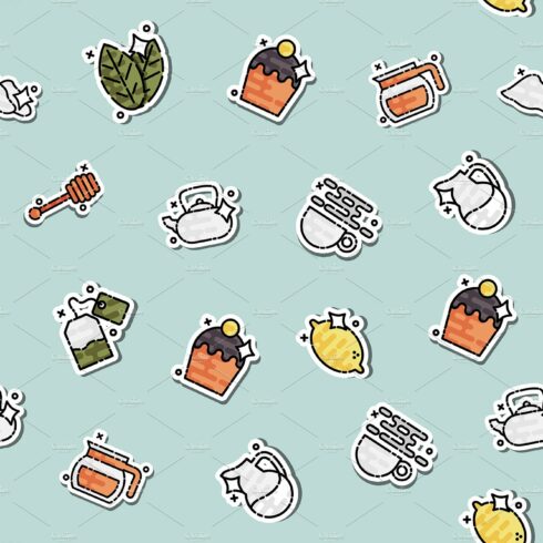 Tea concept icons pattern cover image.
