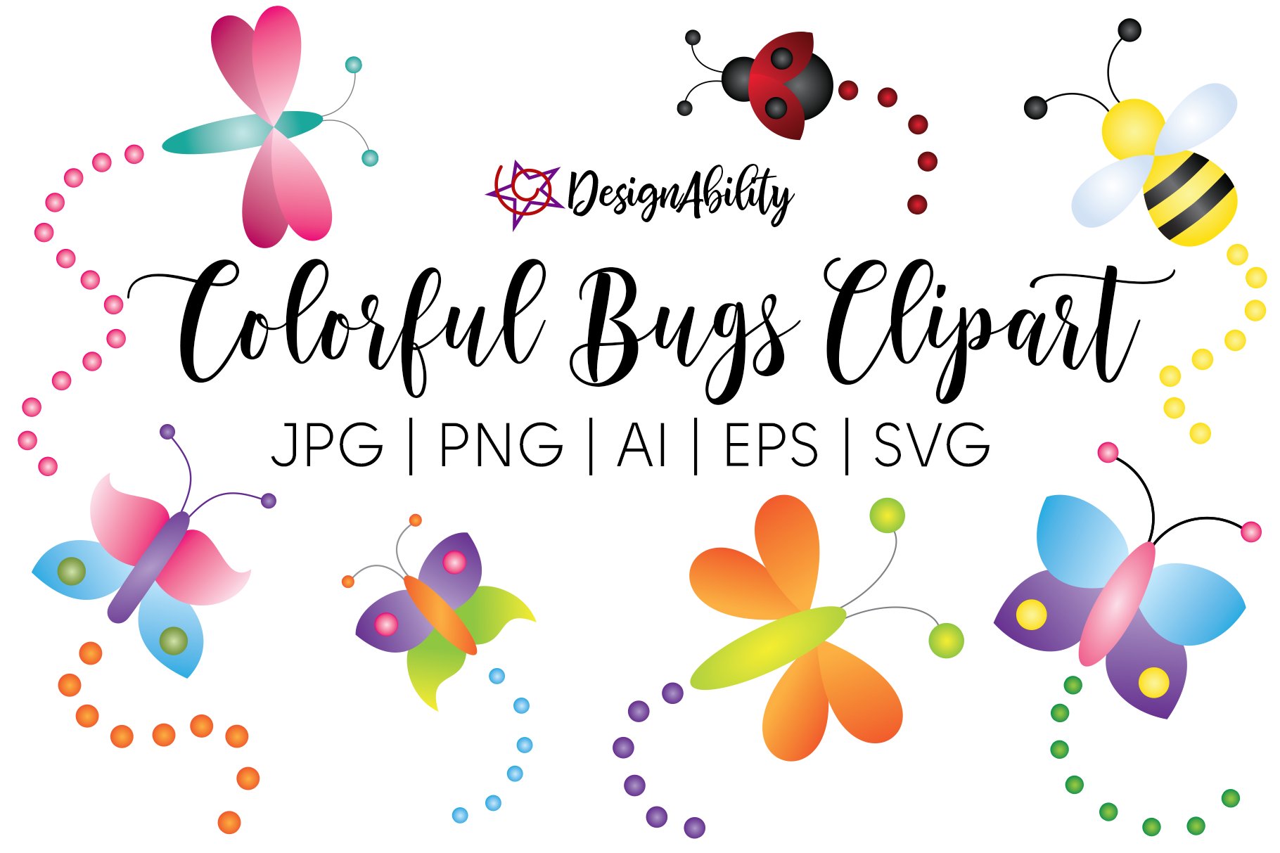 Colorful Bugs Clipart cover image.