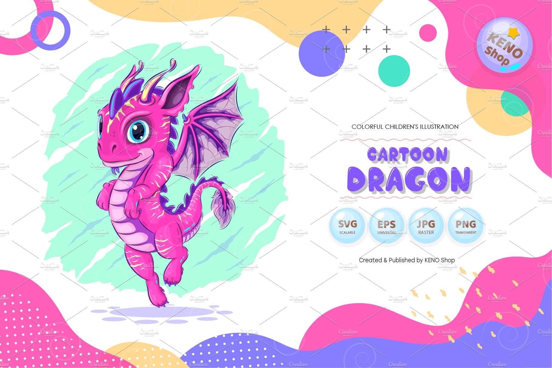 Colorful cartoon dragon cover image.
