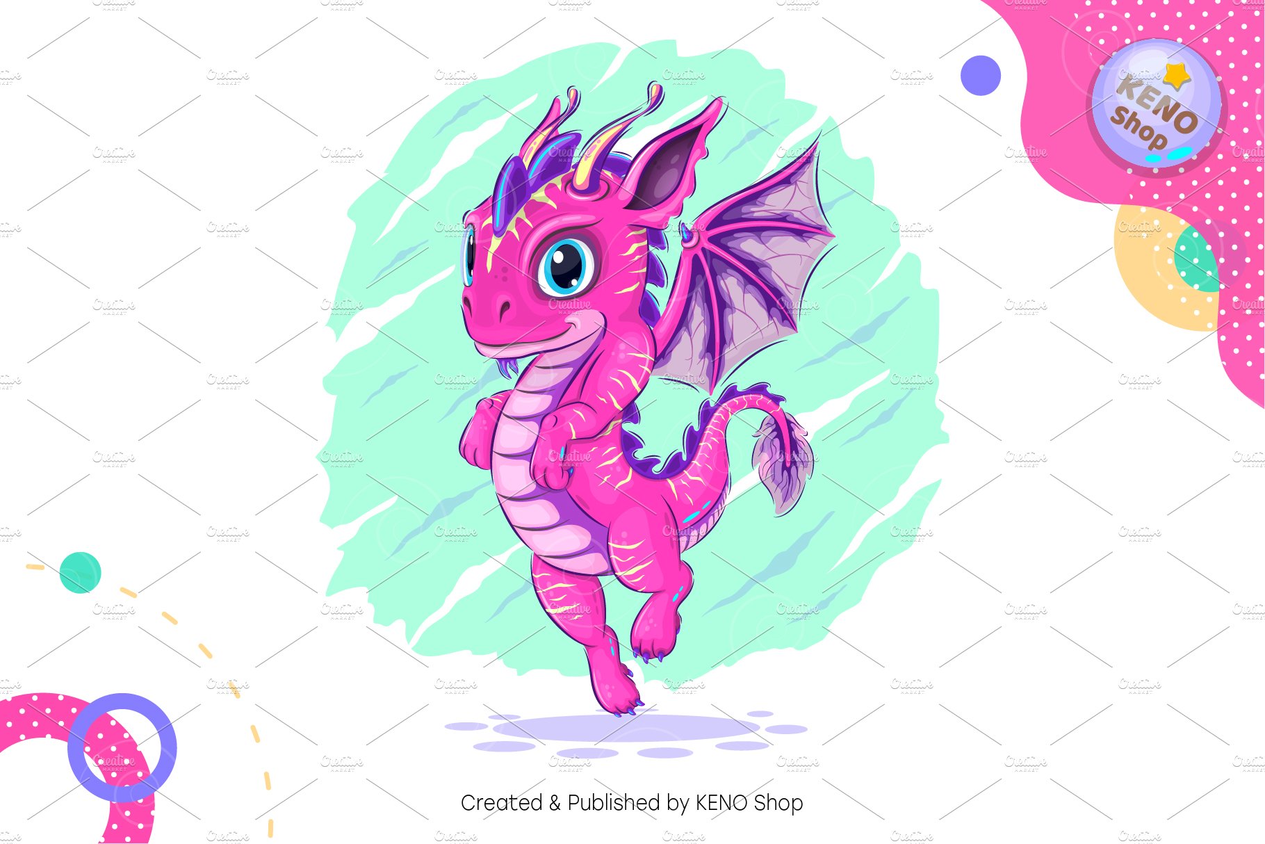 Colorful cartoon dragon preview image.