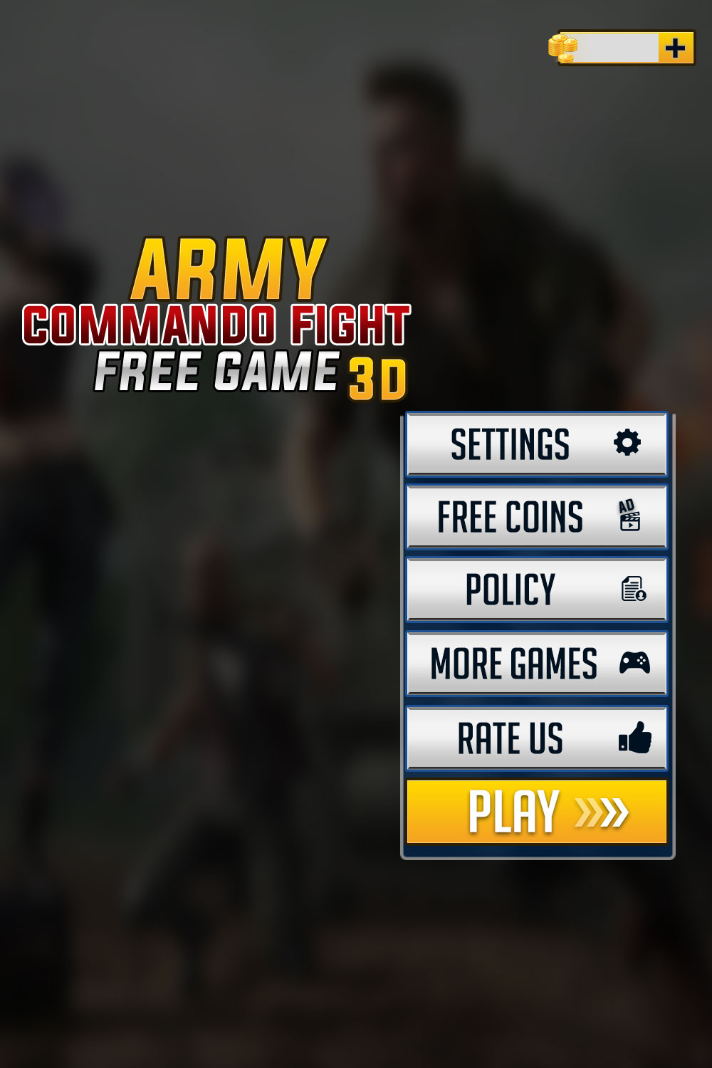 Army Commando Fight game UI Editable Template pinterest preview image.
