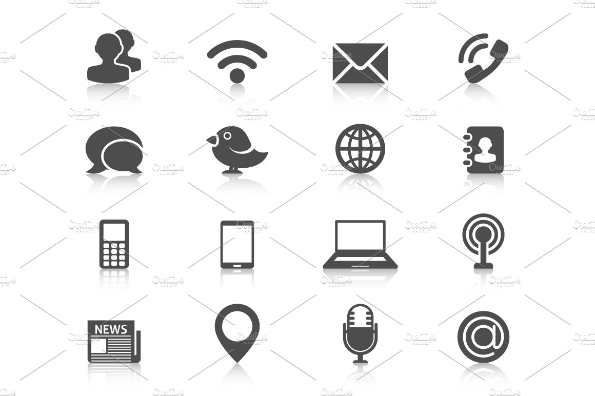 Communication Icons with Reflection cover image.