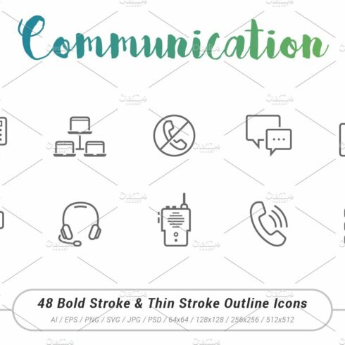 48 Communication Outline Stroke Icon cover image.
