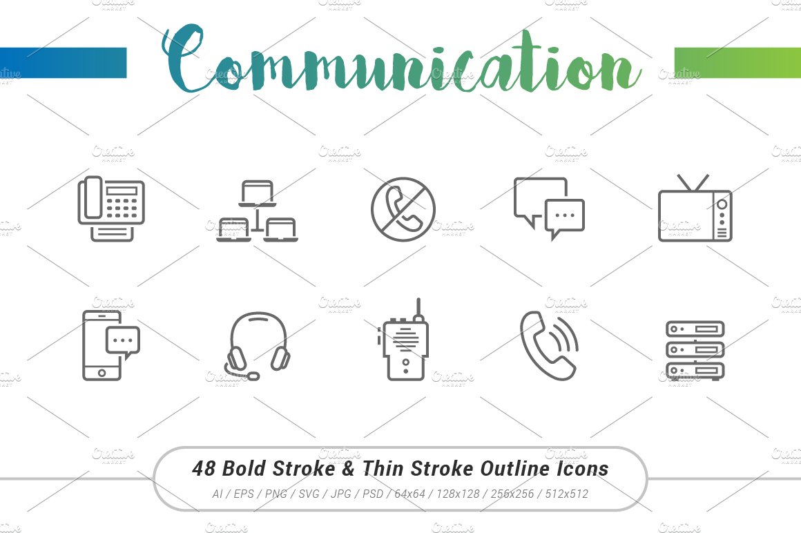 48 Communication Outline Stroke Icon cover image.