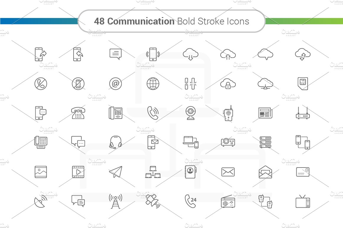 48 Communication Outline Stroke Icon preview image.