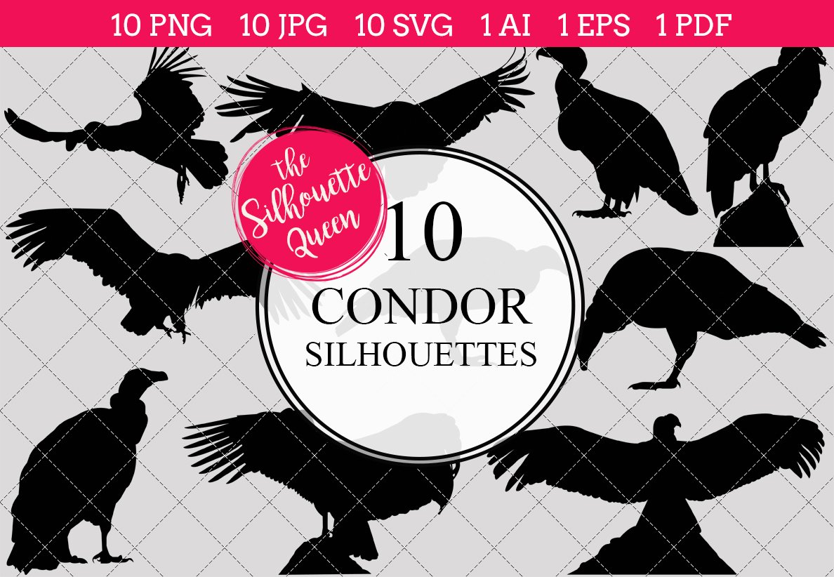 Condor Bird Silhouette Clipart cover image.